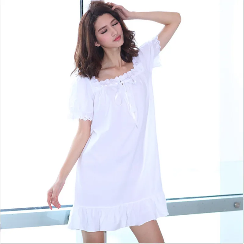 Новинка, женские ночные рубашки в европейском и американском стиле, милое цветное сексуальное платье принцессы с цветочным принтом для сна для женщин - Цвет: Белый