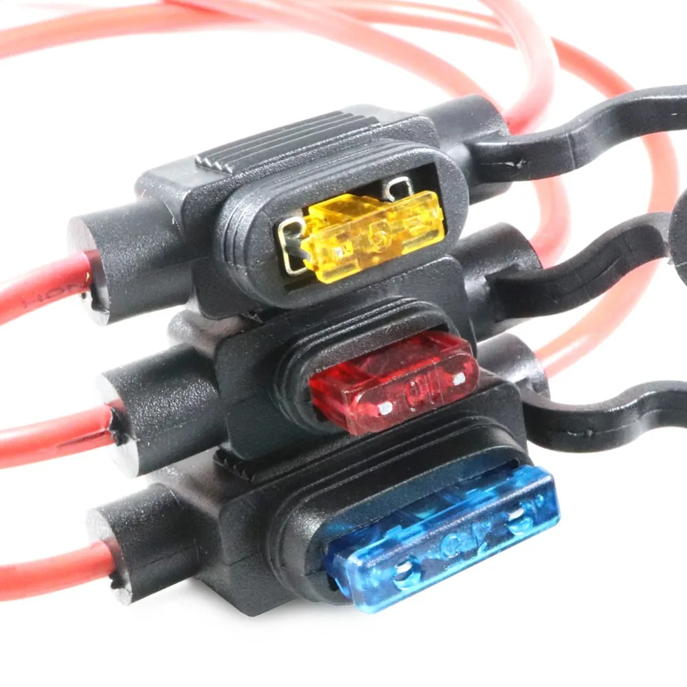 

Waterproof 32V Mini Small Medium Auto Fuse Holder 16AWG and Car Blade Fuse 2A 3A 5A 7.5A 10A 15A 20A 25A 30A 35A 40A