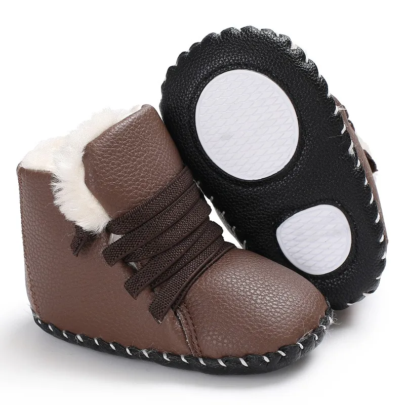 Теплые ботинки для новорожденных; зимняя обувь из искусственной кожи для маленьких девочек и мальчиков; детская обувь на мягкой резиновой подошве; ботинки для малышей; Y123 - Цвет: as show