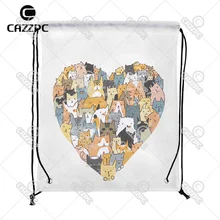 Любовь отечественного мультфильма милый Товары для кошек принт индивидуальные пользовательские нейлоновая ткань drawstring рюкзак, мешок для подарков набор из 4