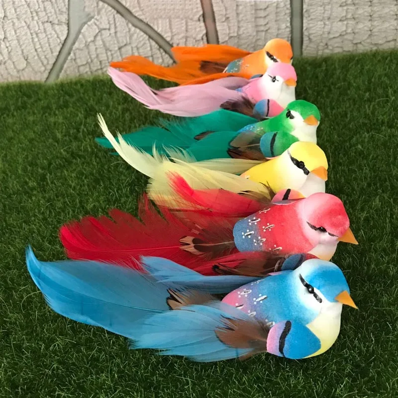 

12*3*3.5CM,Decorative Foam Feathers Bird Artificial Mini Crafts Colorful Bird With Clip&Foot&Magnet For Wedding Decoration Table