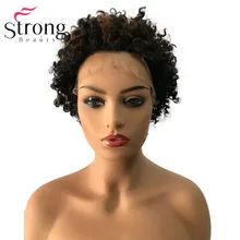 StrongBeauty кружевной передний короткий черный выделенный кудрявый афро высокий нагрев ок синтетический парик парики выбор цвета