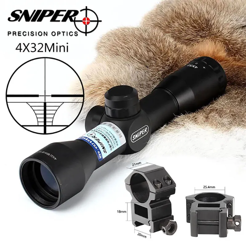 

Lambul Tactical 4X32 Air Rifle Optics Sniper Scope Compact Riflescopes hunting scopes with 20mm/11mm Rail mountsFree shipping