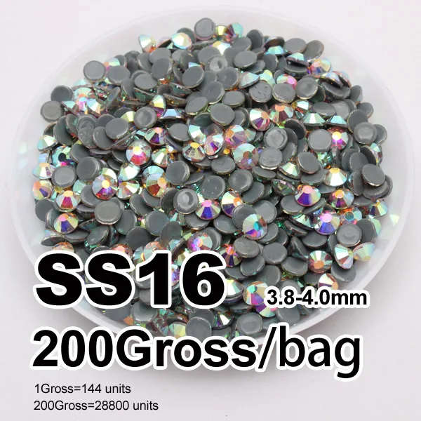 SS16 200Gross Навальная упаковка AAAAA Одежда высшего качества с украшением в виде кристаллов AB Hot fix Стразы гладить на Стразы для одежды Высокое качество SS6-SS30 DMC камни - Цвет: SS16 200Gross