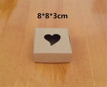 

8*8*3cm heart open window kraft paper box packing box gift box DIY box 200pcs/lot Free shipping