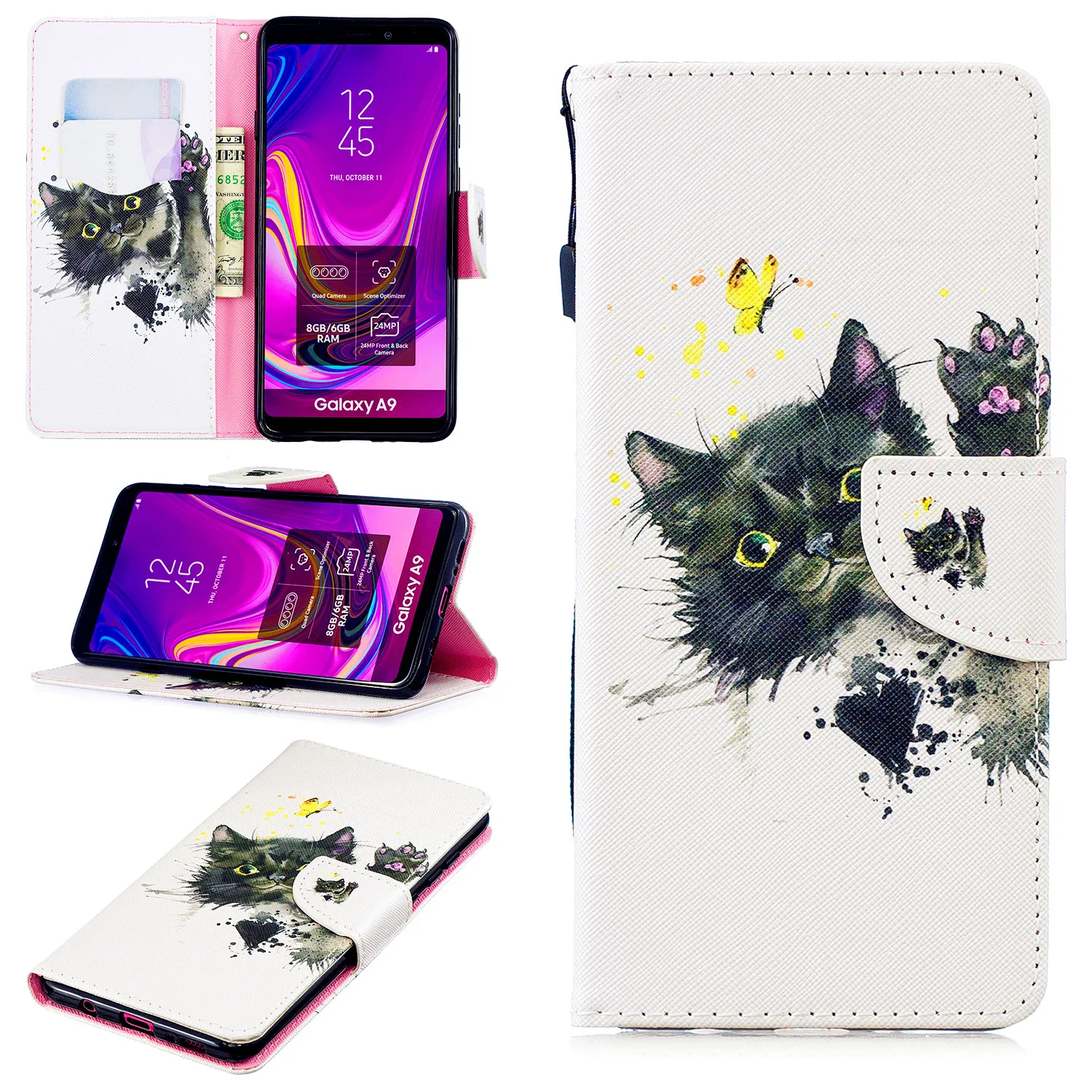 Стильный книга-раскраска чехол для телефона в виде ракушки для Samsung Galaxy J3 J5 J7 A3 A5 A6 A8 плюс A9 флип-чехол с бумажником подставкой и держателем для ремень