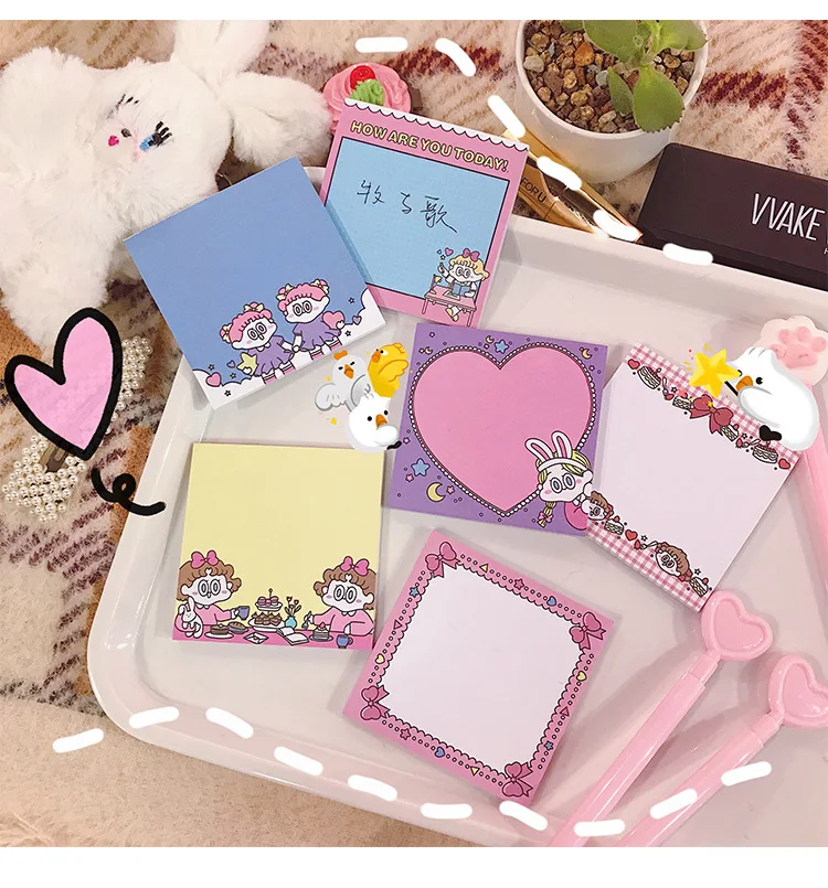 Милый кавайный Ins Girl Sticky Note memo pad наклейка для офисного планировщика бумага корейские канцелярские принадлежности Школьные блокноты принадлежности