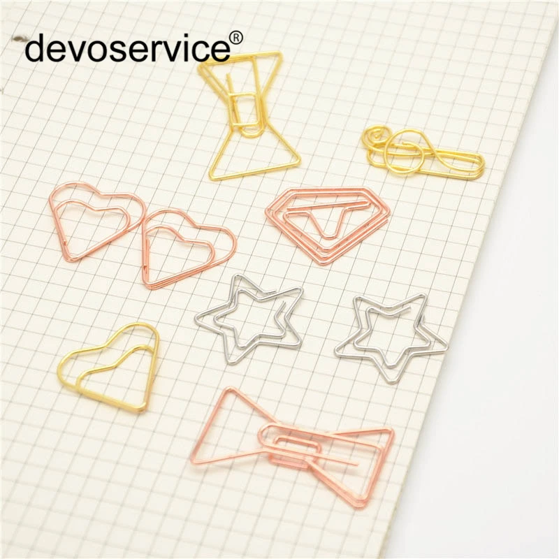 

4Pcs/Lot Cute Crown Love Heart Shape Design Paper Clip Stationery Student Metal Bookmark Marking Clips Office School Supplies