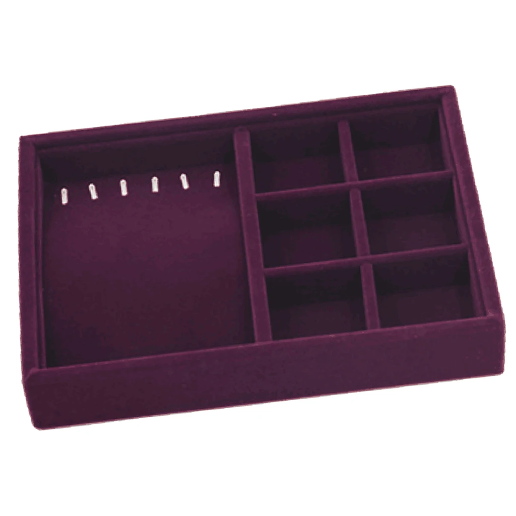 Elegant Purple Velvet Stackable Jewelry Display Tray Case Holder Organizers