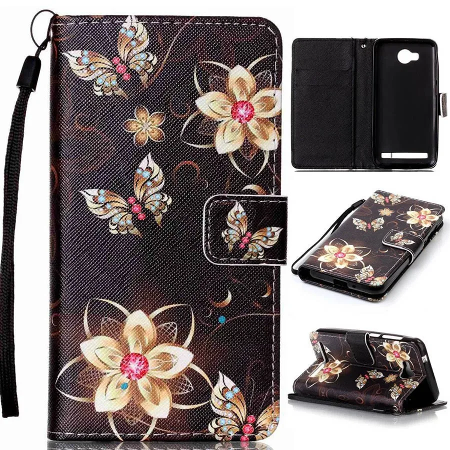Wallet Case Pouch Pu Leather Cover Phone Cases Cartoon Pattern Flip Protective Covers For Huawei Y3 II With Stand Card Holder -11