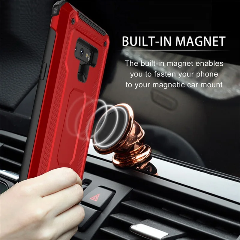 

TPFIX Shockproof Bumper For Samsung Galaxy S10 Case Car Magnetic Silicone PC Phone Case For Galaxy S7 S8 S9 S10 Plus Cover Stand
