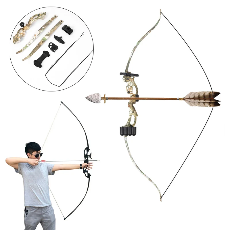 

Professional Bow Arrow Shooting Set Takedown Hard Powerful Durable Black Recurve 51'' Device Sport