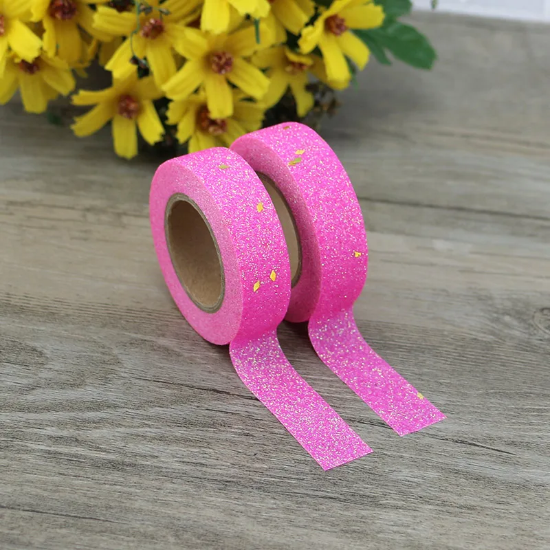 1x Pink Glitter Paper Washi Tape Set Japanese Scrapbooking Decorative Tapes Honeycomb For Photo