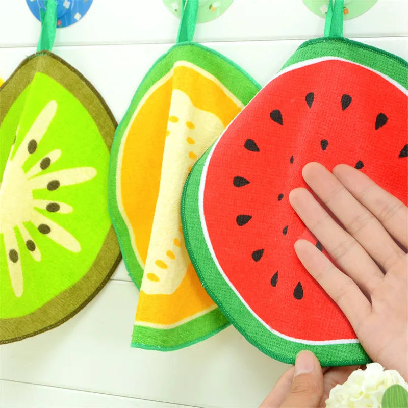 4pcs Lovely Fruit Pattern Towels Hanging Hand Towels Absorbent Towel