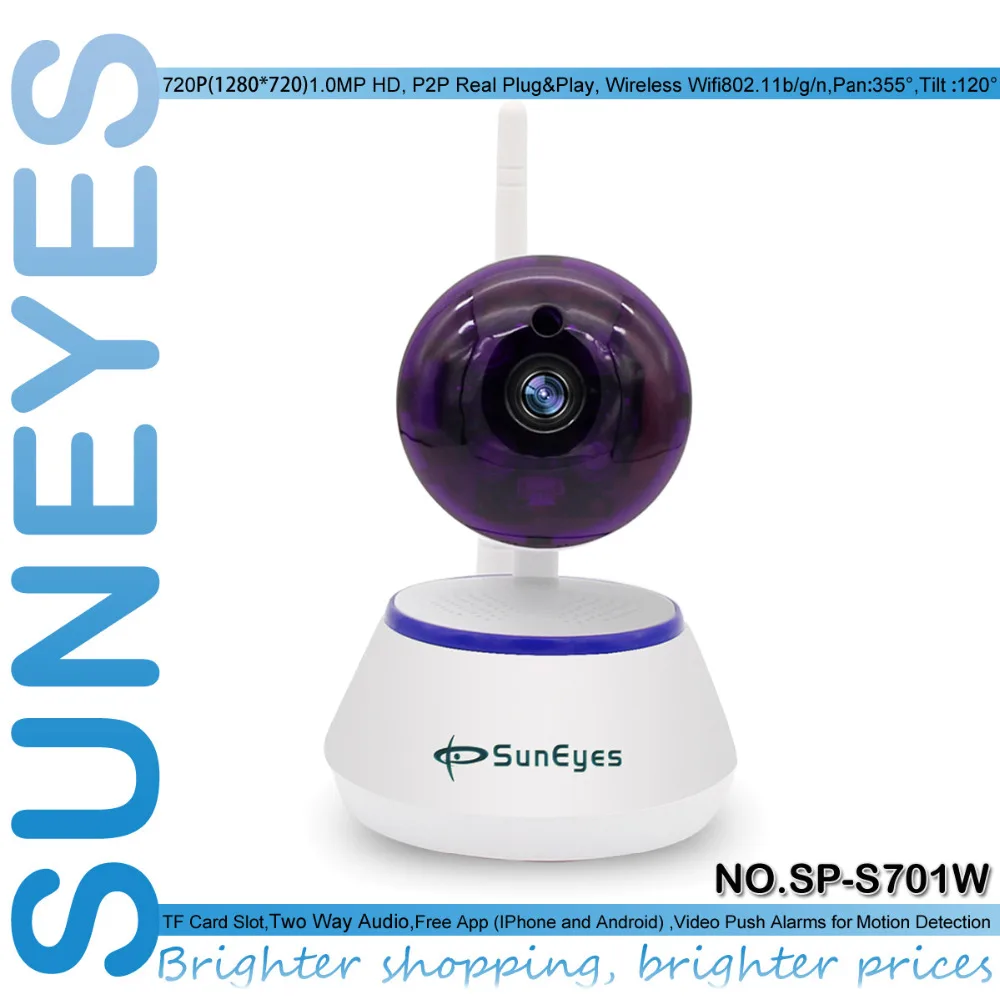  SunEyes SP-S701W 720P HD Mini P2P IP Camera Wireless Wifi Pan/Tilt Two Way Audio Video Push Alarm with Motion Detection Free APP 