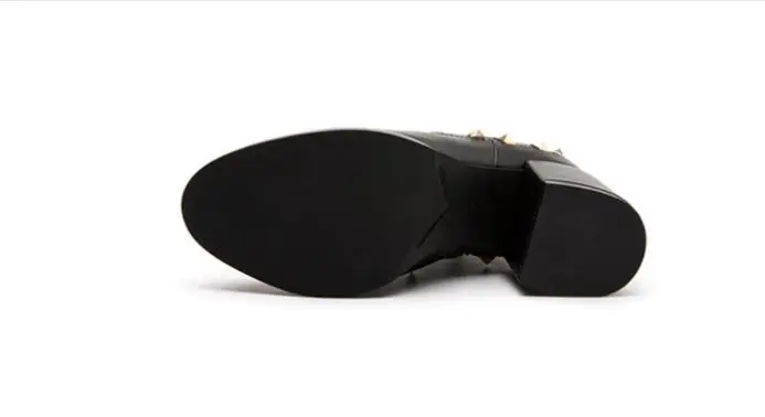 Del Pie Negro Cuero Otoño Mujer Con Redondo Invierno 2019 Remaches Calidad De E Dedo Zapatos Tobillo Genuino Botas Basic Superior SH0qnU0T