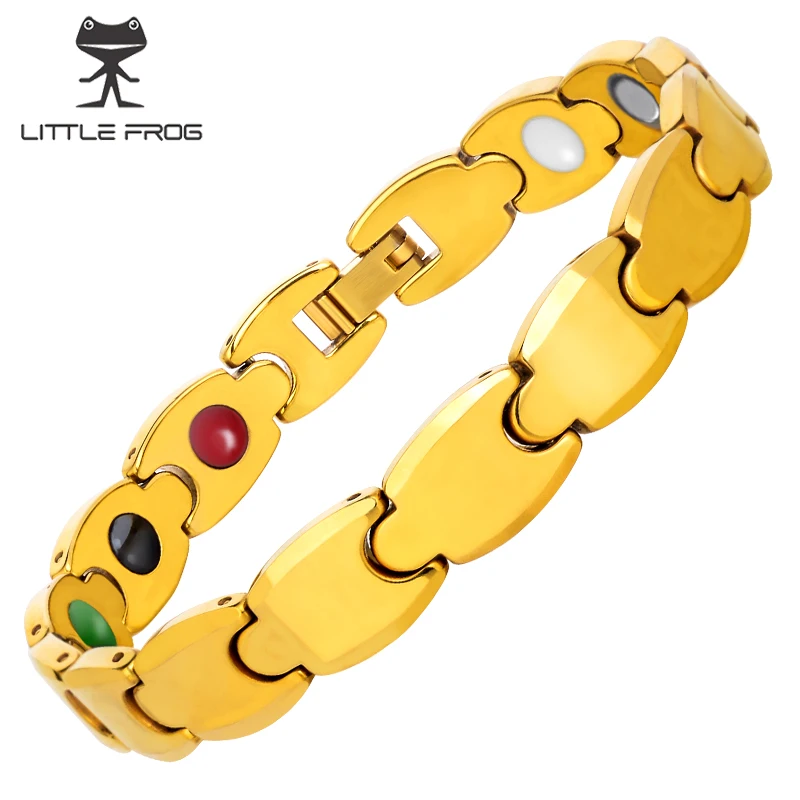 

LITTLE FROG Jewelry Energy Gold Color Bio Magnetic Tungsten Infrared Germanium Tourmaline Negative Ion For Women Bracelet Bangle