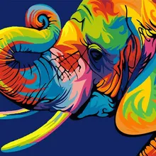 Безрамная картина, Красочный Слон, Лев, живопись по номерам, современное настенное искусство, ручная роспись, картина маслом на холсте для домашнего декора