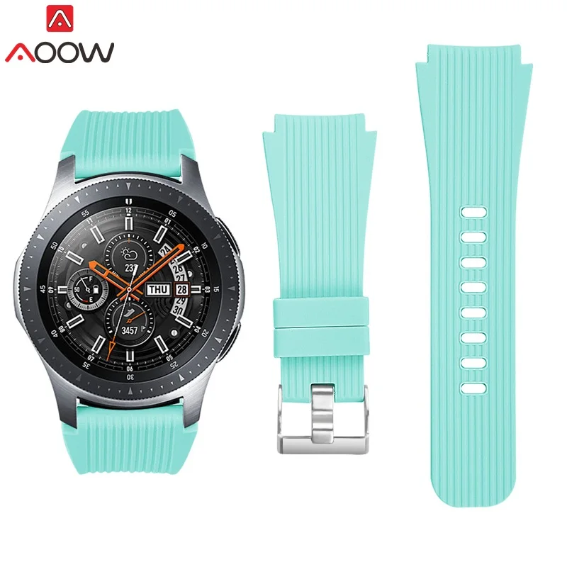 AOOW ремешки для часов samsung Galaxy Watch 46 мм версия SM-R800 полосатый резиновый силиконовый модный браслет ремешок 22 мм