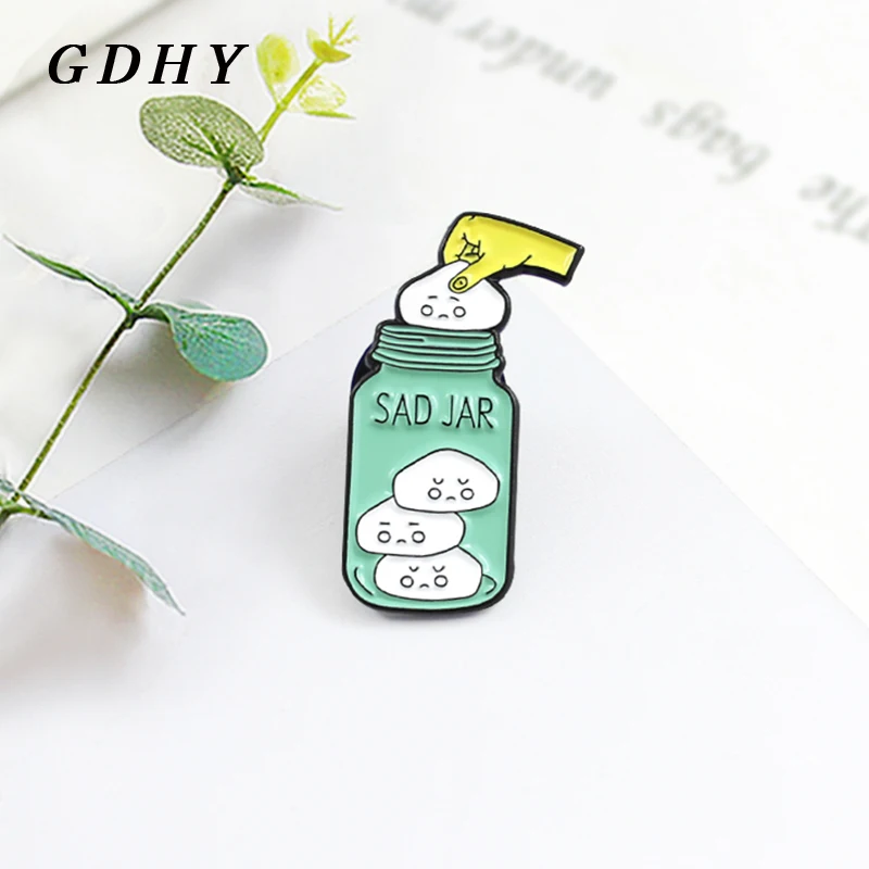 GDHY брошь SAD JAR эмалированная булавка зеленый медицинский шарик из хлопка в