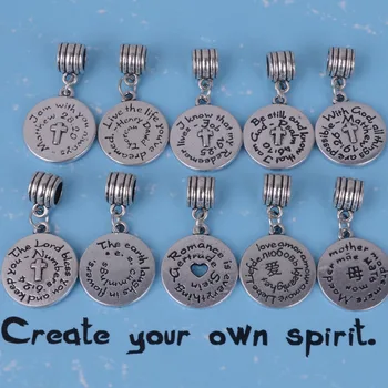 

my shape Religious Bible Quote With God All Things Are Possible Dangle Charms European Beads fit Pandora Bracelet 10pcs