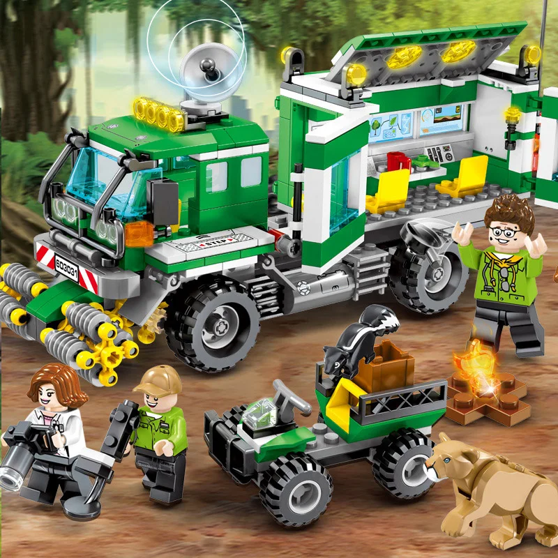 

528Pcs Doomsday Rescue Team Jungle Mobile Research Car Vehicle Model Building Blocks Compatible Legoings City Bricks Kid Toys