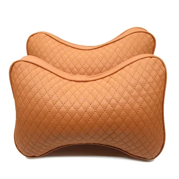 

2PCS Genuine Leather Car Seat Neck Pillows Auto Headrest Cushion Cover Universal Neck Supports For Seats Interior Accessories