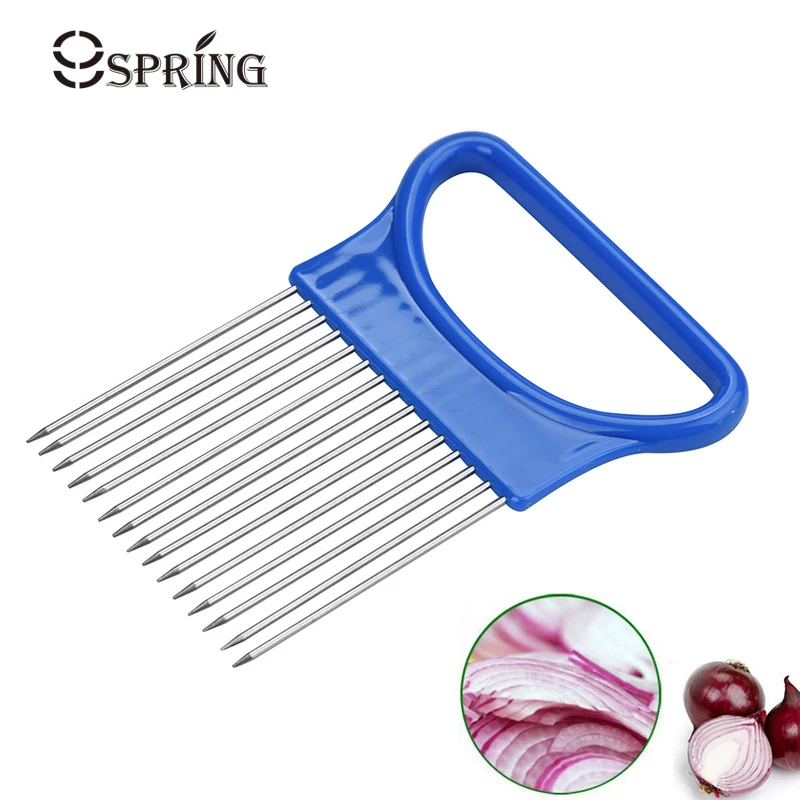 Vegetable Cutter Kitchen Gadget Stainless Steel Easy Onion Holder Slicer Tools