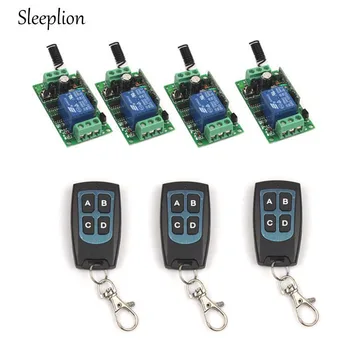 

Sleeplion DC 12V 1CH RF Wireless Switch 3 4-key Waterproof Remote Control Transmitter +4 Receiver Relay 433MHz/315MHz