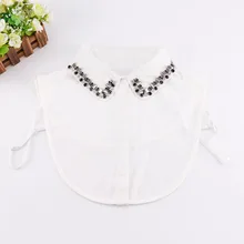 Женский свитер, рубашка, галстук, новинка, шифон, искусственный воротник, сплав, стразы, кристалл, бисер, отворотом, ложный съемный воротник, блузка, Топ