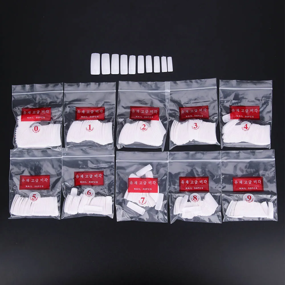 OSHIONER 500Pcs/pack Nail Art Tips Transparent and Natural False Half Full Nail Tip Manicure Fake Nail - Цвет: nature half nail