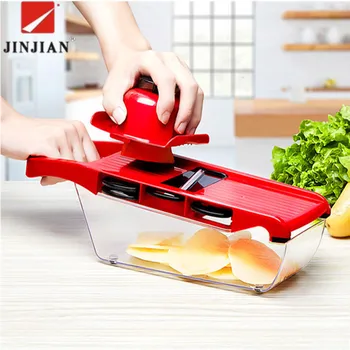 

JINJIAN 6 in 1 Kitchen Gadget Mandoline Vegetable Slicer Stainless Steel Cutting Vegetable Grater Creative Carrot Potato cutter