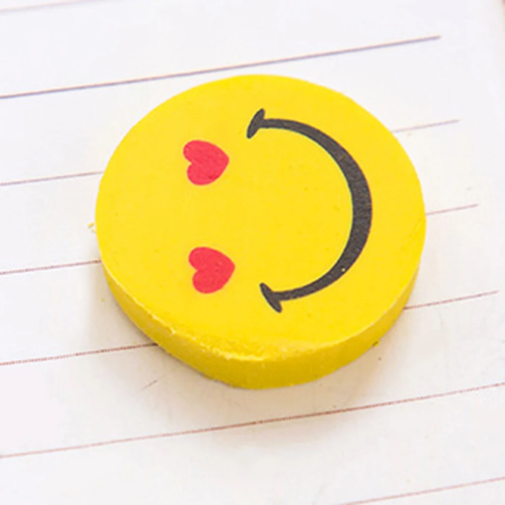 4Pcs Lovely Funny Smile Face Erasers Novelty Kawaii Eraser Small Size