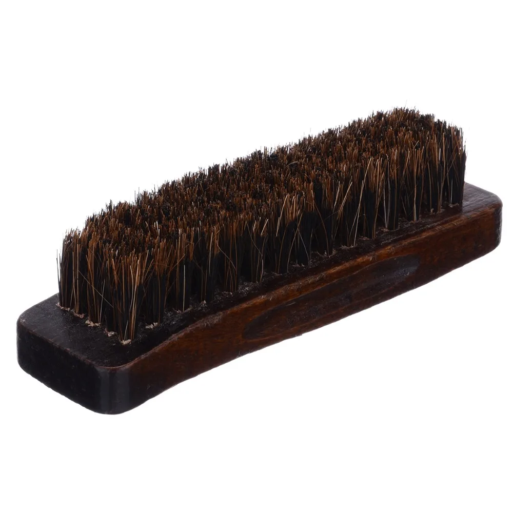 

Brown Wood Horse Hair Shoe Brush Polish Natural Soft Polishing Tool Cleaning Buffing Brush