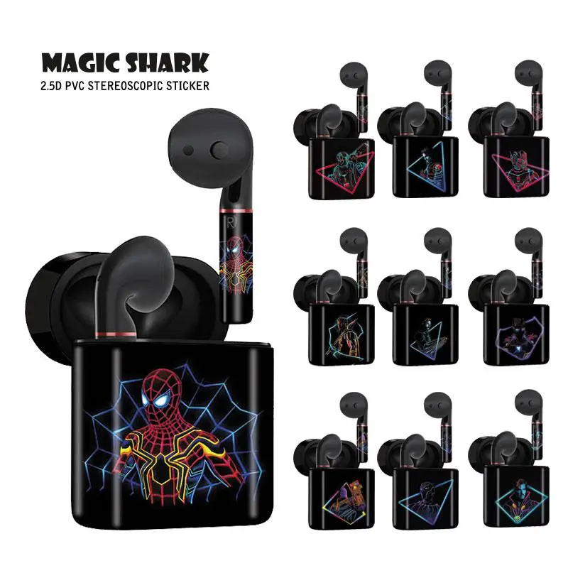 

Magic Shark Marvel Spider Man Iron Man Deadpool American Captain Defensive Sticker Case for HUAWEI Freebuds 2 2 Pro