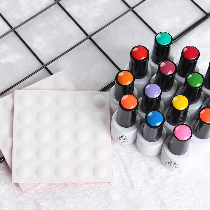 

1Sheet 25pcs Nail Color Button UV Gel Polish Color Display Label White Silicone Adhesive Paster Nail Art Tool