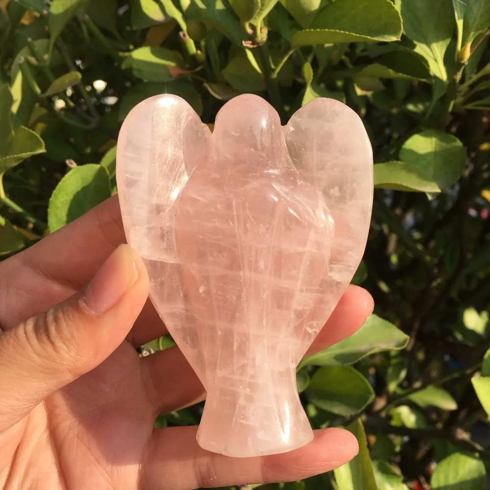 

137g Natural rose stone Quartz Crystal Hand-carved Angel For Home Decor