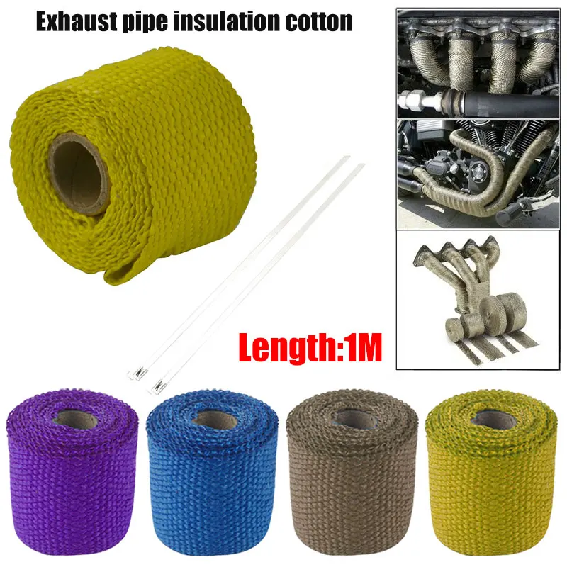 

Vehemo Motorcycle Heat Exhaust Wrap Roll Heat Shield Tape Heat Exhaust Wrap Heat Insulated Wrap Car Heat Wrap for PROTECTION