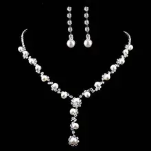Charm Wedding Bridal Prom Rhinestone Crystal Necklace Earring Plated Jewelry Set