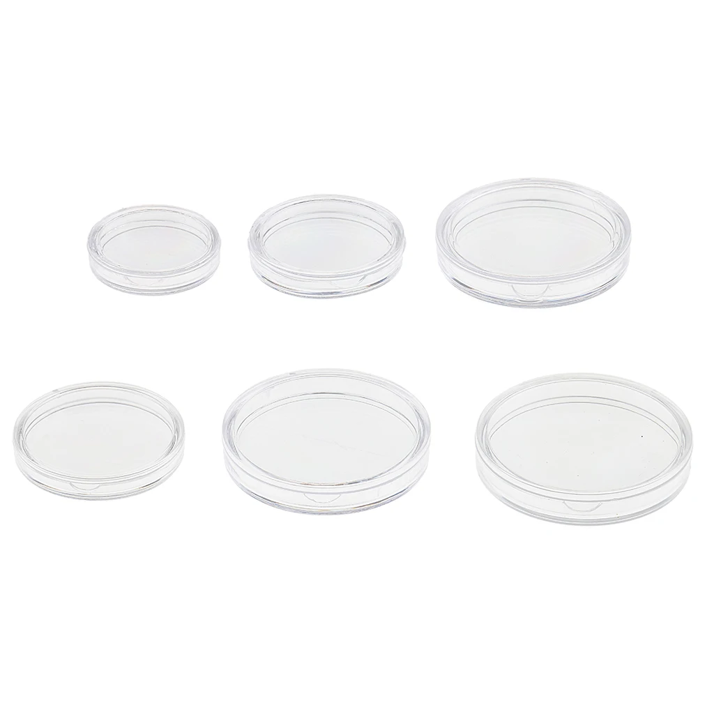 100pcs Clear Round Plastic Coin Capsules Container Storage Holder Case 19/22/28/30/37/38mm Craft Collections Home Decoration
