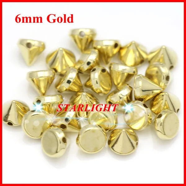 

500piece/lot 6mm CCB Gold Plastic Spike Studs Rivets Beads hand Sewing on nailhead For Clothing/bags/shoes/Clothes