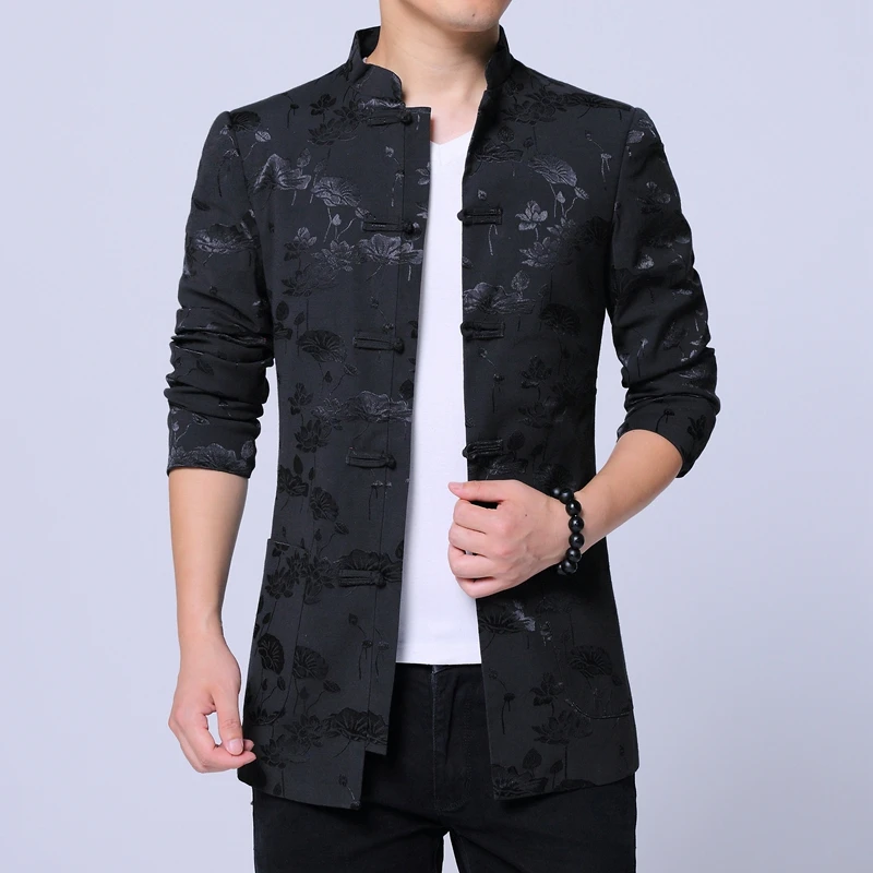 Pure color jacket men jacquard fabric men jacket high quality flower