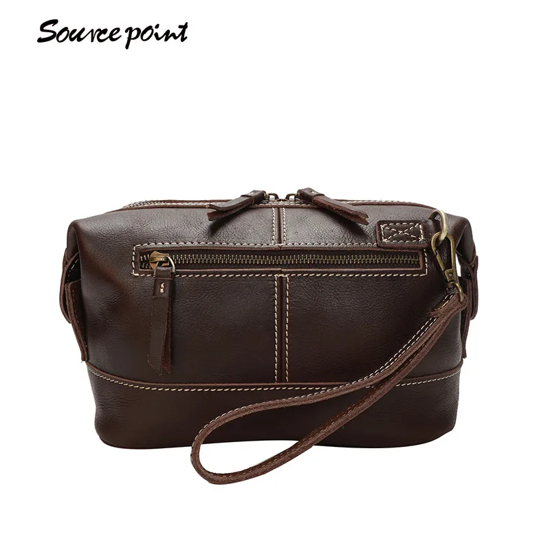 

SOURCE POINT New Oil Wax Leather Men's Handbag Fashion Genuine Leather Male Zipper Multifunction Clutch Pouch Unisex Bag YD-8118