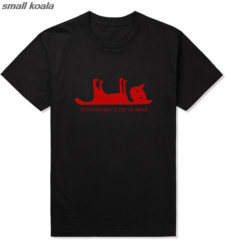 Schrodingers Cat is Dead, забавная Мужская футболка с принтом, наука гик, Теория большого взрыва, Шелдон Купер, TBBT, футболка с принтом - Цвет: black red