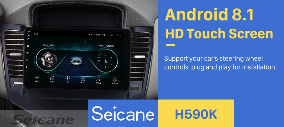 Top Seicane for 2013 2014 2015 Chevrolet Cruze 9" Android 8.1 HD 1024*600 Touchscreen Radio with GPS Navigation Bluetooth SWC 0 Top Seicane for 2013 2014 2015 Chevrolet Cruze 9" Android 8.1 HD 1024*600 Touchscreen Radio with GPS Navigation Bluetooth SWC 0