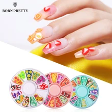 BORN PRETTY флуоресцентные неоновые 3D украшения для ногтей Фруктовый ломтик крошечные украшения Смешанные формы украшения для ногтей аксессуары в колесиках
