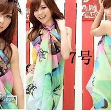 Пляжное парео женская шифоновая одежда для плавания пляжные шарфы бикини Красочные случайный смешанный заказ 5 шт./партия