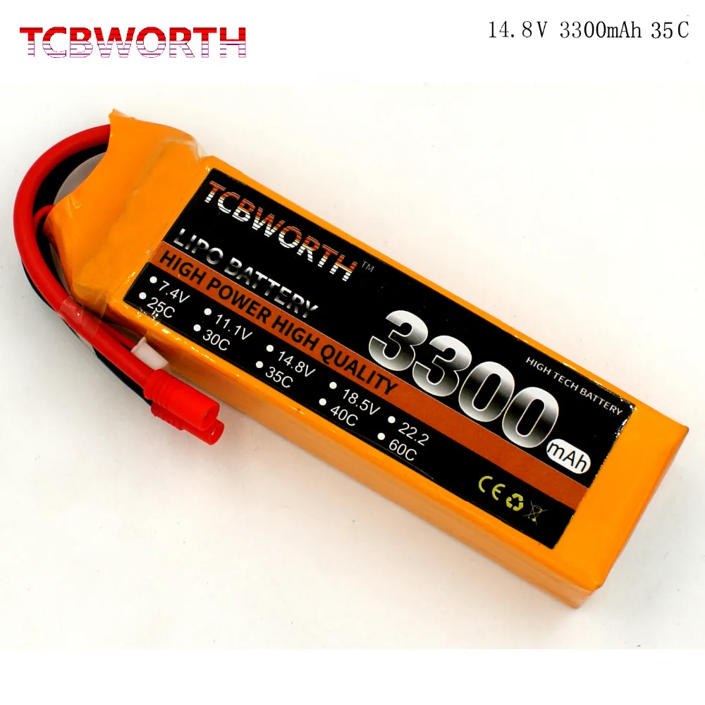 

TCBWORTH 4S RC LiPo battery 14.8V 3300mAh 35C-70C For RC Airplane Helicopter Quadrotor Drone Car boat Truck battery LiPo 4S