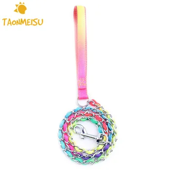 

Pet dog & cat nylon with metal collars adjustable quick realease colorful rainbow leads accessories suppliers