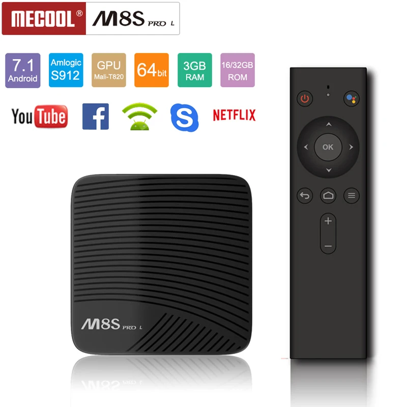

MECOOL M8S Pro L ATV Amlogic S912 3gb DDR2 32gb rom Android 7.1 Set-top Box 2.4+5G Wifi BT4.1 with Voice Remote Control Netifix